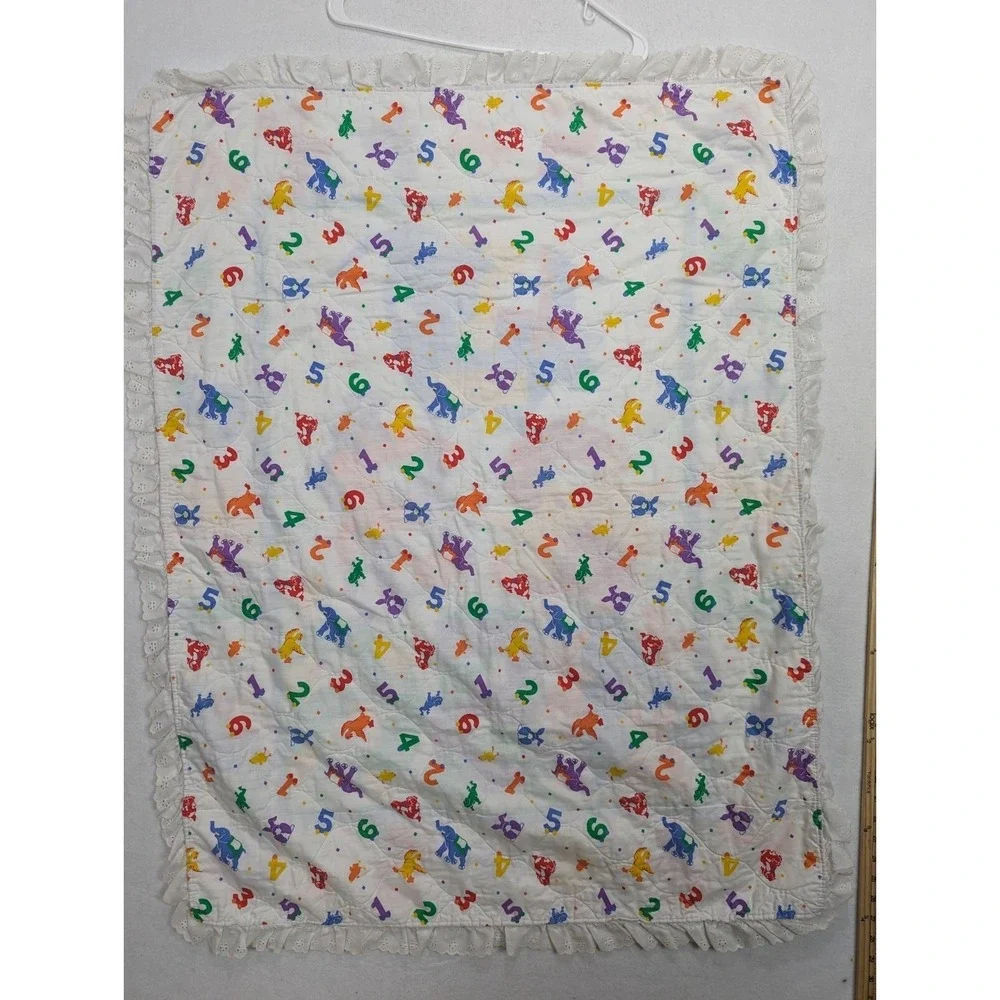 Baby Quilt Numbers Animals Nursery Crib Blanket